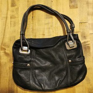 b.makowsky Black Leather Shoulder Bag